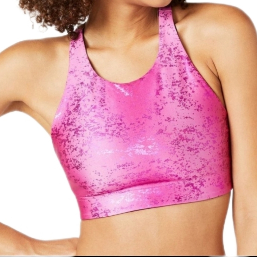 Terez Haze Foil Balayage Sports Bra in Raspberry X-Small